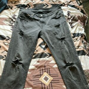 American Eagle Outfitters Black Distressed Ankle Jeans